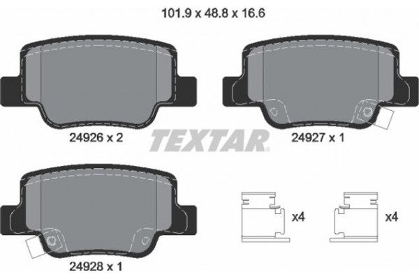 Textar Σετ τακάκια, Δισκόφρενα - 2492601