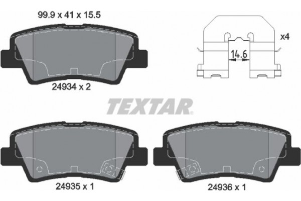 Textar Σετ τακάκια, Δισκόφρενα - 2493401