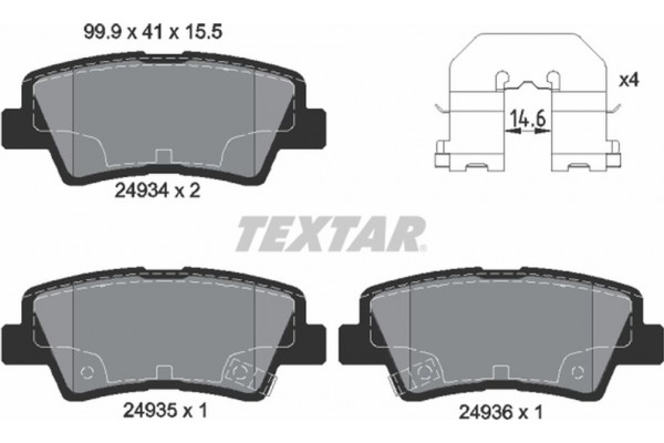 Textar Σετ τακάκια, Δισκόφρενα - 2493401