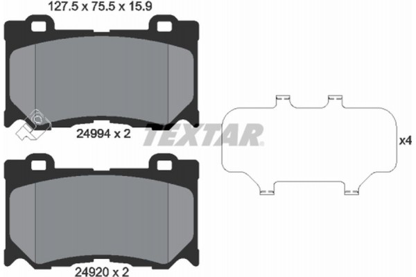 Textar Σετ τακάκια, Δισκόφρενα - 2499401