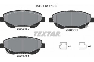 Textar Σετ τακάκια, Δισκόφρενα - 2500601