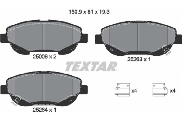 Textar Σετ τακάκια, Δισκόφρενα - 2500601