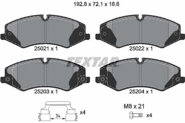 Textar Σετ τακάκια, Δισκόφρενα - 2502201