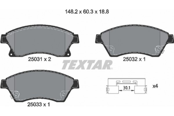 Textar Σετ τακάκια, Δισκόφρενα - 2503101