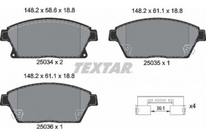 Textar Σετ τακάκια, Δισκόφρενα - 2503401
