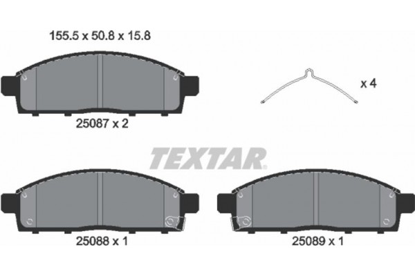 Textar Σετ τακάκια, Δισκόφρενα - 2508703