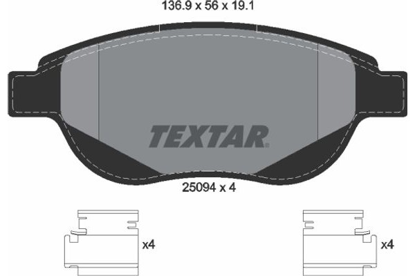 Textar Σετ τακάκια, Δισκόφρενα - 2509401