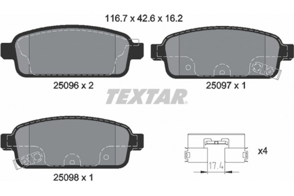 Textar Σετ τακάκια, Δισκόφρενα - 2509602 Textar Σετ τακάκια, Δισκόφρενα - 2509602