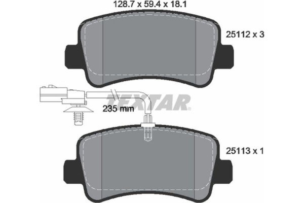 Textar Σετ τακάκια, Δισκόφρενα - 2511201