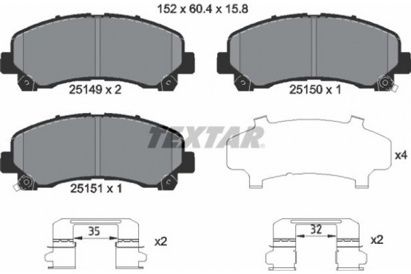 Textar Σετ τακάκια, Δισκόφρενα - 2514901