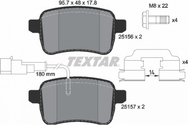 Textar Σετ τακάκια, Δισκόφρενα - 2515601