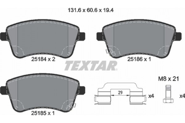 Textar Σετ τακάκια, Δισκόφρενα - 2518401