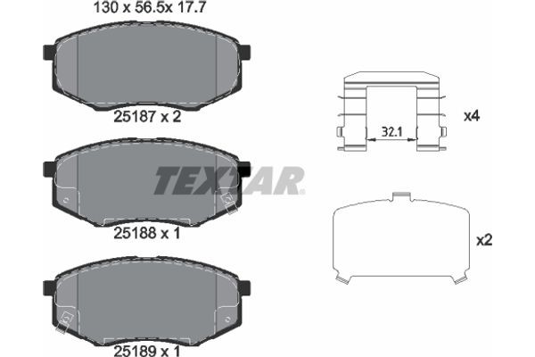 Textar Σετ τακάκια, Δισκόφρενα - 2518701