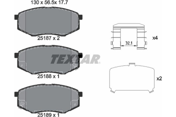 Textar Σετ τακάκια, Δισκόφρενα - 2518701