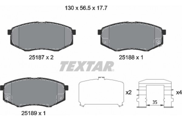 Textar Σετ τακάκια, Δισκόφρενα - 2518704