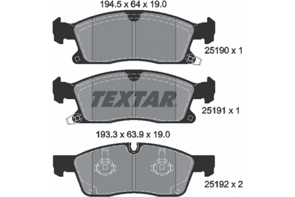Textar Σετ τακάκια, Δισκόφρενα - 2519002