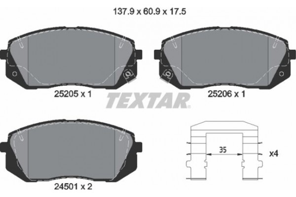 Textar Σετ τακάκια, Δισκόφρενα - 2520501