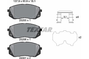 Textar Σετ τακάκια, Δισκόφρενα - 2520504