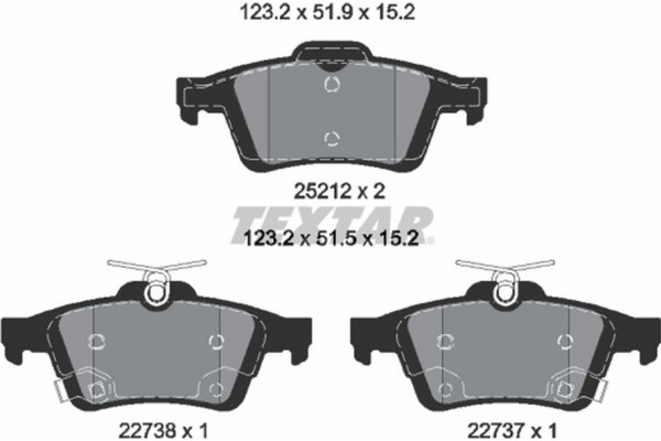 Textar Σετ τακάκια, Δισκόφρενα - 2521204