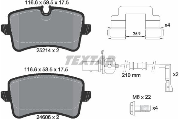 Textar Σετ τακάκια, Δισκόφρενα - 2521403