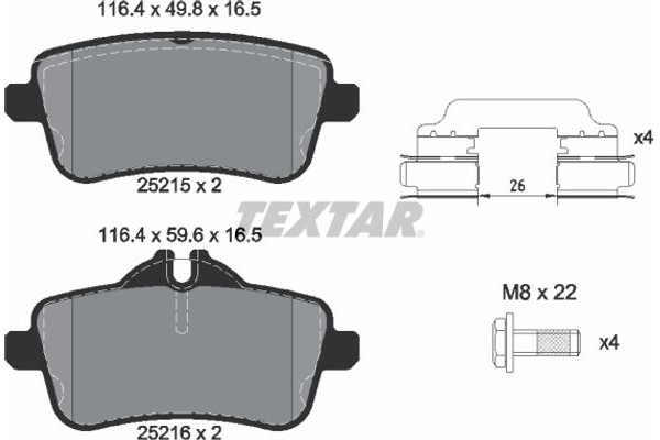 Textar Σετ τακάκια, Δισκόφρενα - 2521509