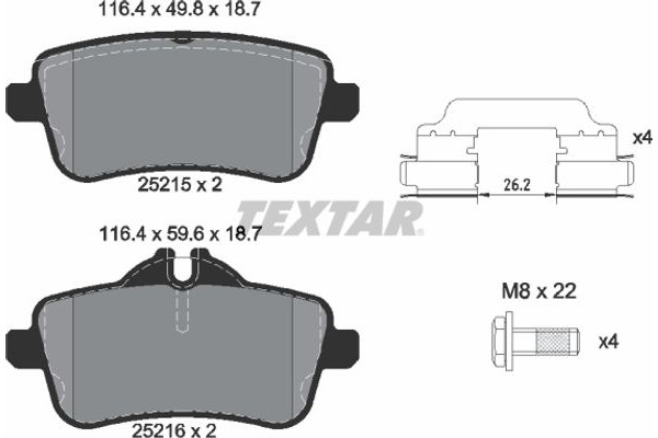 Textar Σετ τακάκια, Δισκόφρενα - 2521501