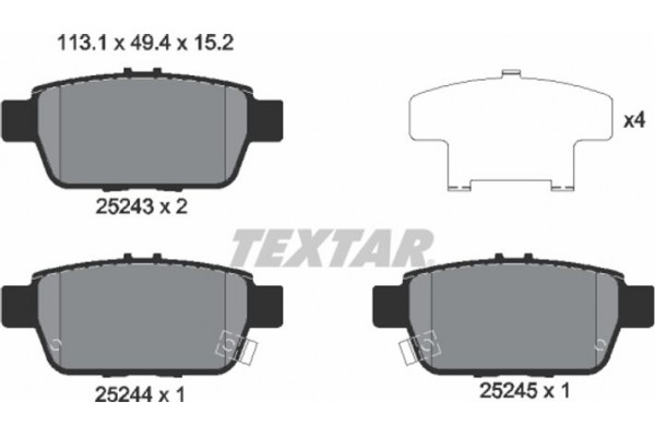 Textar Σετ τακάκια, Δισκόφρενα - 2524301