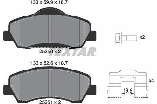 Textar Σετ τακάκια, Δισκόφρενα - 2525001