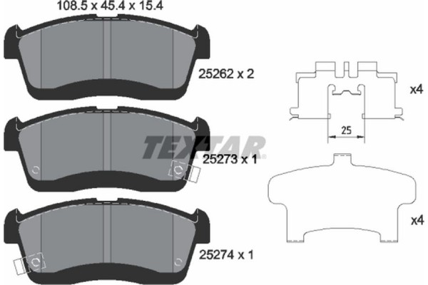 Textar Σετ τακάκια, Δισκόφρενα - 2526201