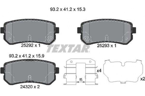 Textar Σετ τακάκια, Δισκόφρενα - 2529201