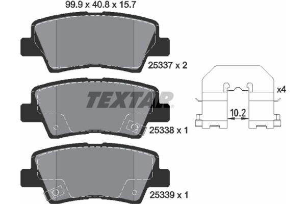 Textar Σετ τακάκια, Δισκόφρενα - 2533701