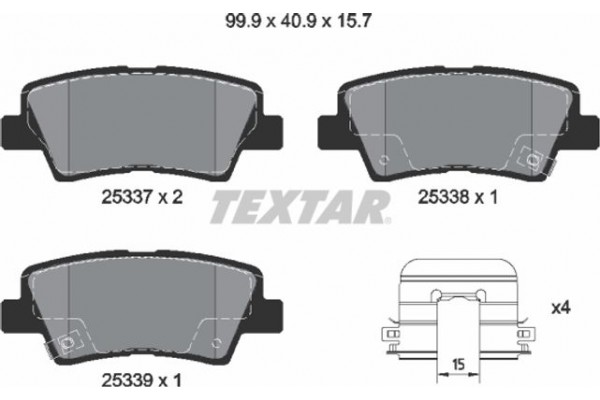 Textar Σετ τακάκια, Δισκόφρενα - 2533707