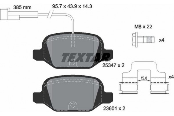 Textar Σετ τακάκια, Δισκόφρενα - 2534701
