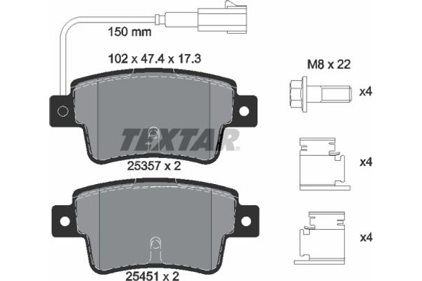 Textar Σετ τακάκια, Δισκόφρενα - 2535701