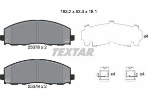 Textar Σετ τακάκια, Δισκόφρενα - 2537801