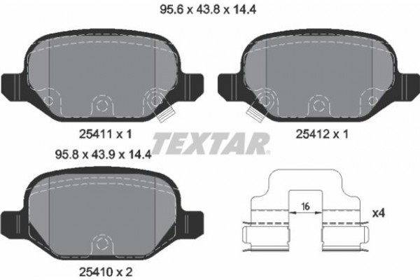 Textar Σετ τακάκια, Δισκόφρενα - 2541101