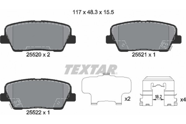 Textar Σετ τακάκια, Δισκόφρενα - 2552001