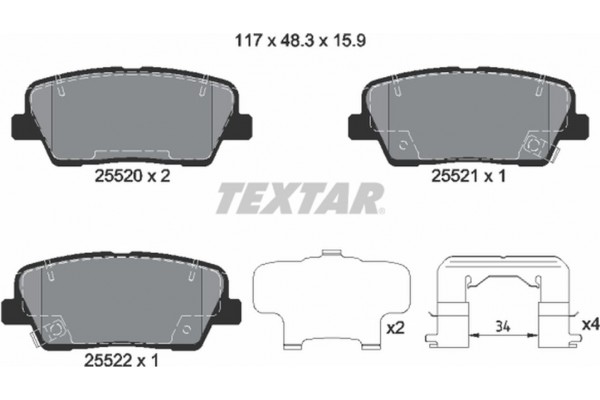 Textar Σετ τακάκια, Δισκόφρενα - 2552003 Textar Σετ τακάκια, Δισκόφρενα - 2552003