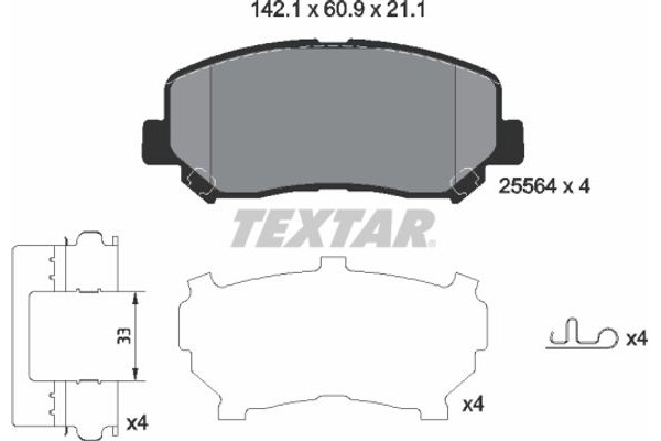 Textar Σετ τακάκια, Δισκόφρενα - 2556403