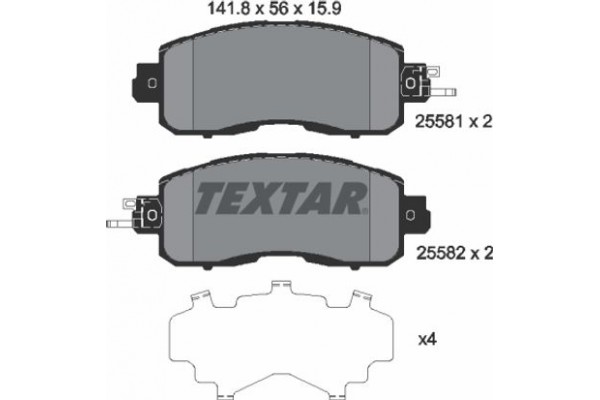 Textar Σετ τακάκια, Δισκόφρενα - 2558101