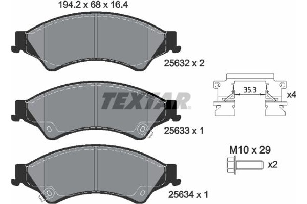 Textar Σετ τακάκια, Δισκόφρενα - 2563201