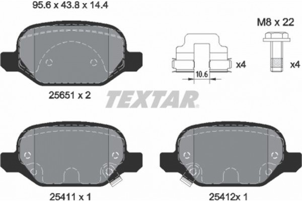 Textar Σετ τακάκια, Δισκόφρενα - 2565101