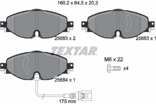 Textar Σετ τακάκια, Δισκόφρενα - 2568301