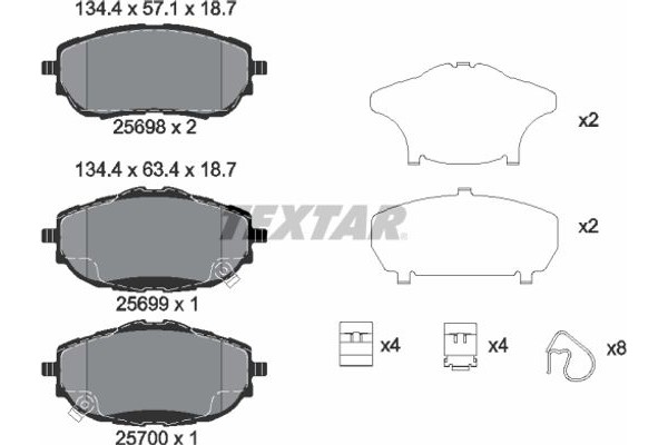 Textar Σετ τακάκια, Δισκόφρενα - 2569801