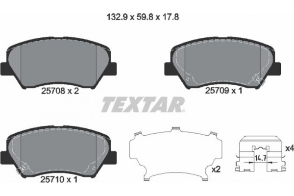 Textar Σετ τακάκια, Δισκόφρενα - 2570801