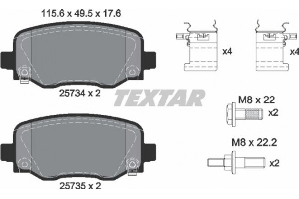 Textar Σετ τακάκια, Δισκόφρενα - 2573401