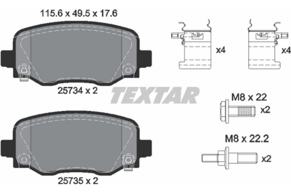 Textar Σετ τακάκια, Δισκόφρενα - 2573401