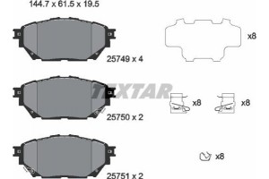 Textar Σετ τακάκια, Δισκόφρενα - 2574901
