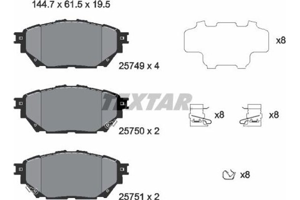 Textar Σετ τακάκια, Δισκόφρενα - 2574901