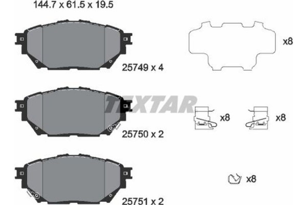 Textar Σετ τακάκια, Δισκόφρενα - 2574901